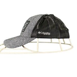 Columbia PFG Trucker Hat Mesh Snapback Fishing‎ USA Fish Flag Gray Black